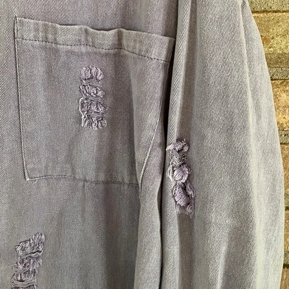 Lavender Distressed High Low Jacket Oversized Small P2P 23” - Picture 8 of 11